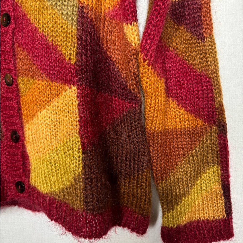 Talbots Vintage Women Front Button Sweater Cardigan Mohair Geometric Boho Unique - Picture 2 of 9